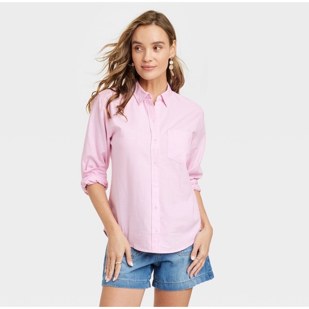 Universal Thread Classic Fit Pink Button Down Cotton Shirt XL VN1973122